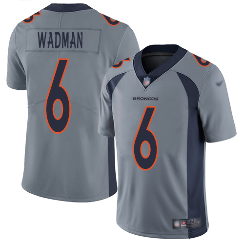 Men Denver Broncos #6 Colby Wadman Limited Silver Inverted Legend Football NFL Jersey->denver broncos->NFL Jersey